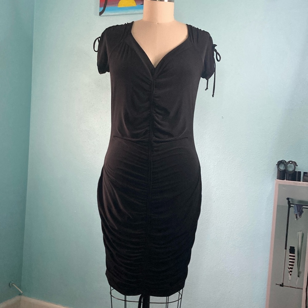 Women’s LBD with shirring tie front